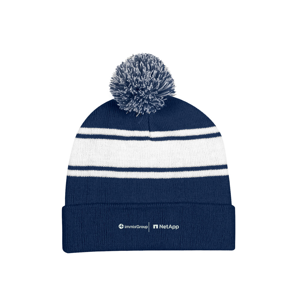 2 Tone Navy Knit Beanie Cap with Cuff - Immix + NetApp