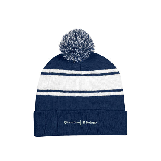 2 Tone Navy Knit Beanie Cap with Cuff - Immix + NetApp